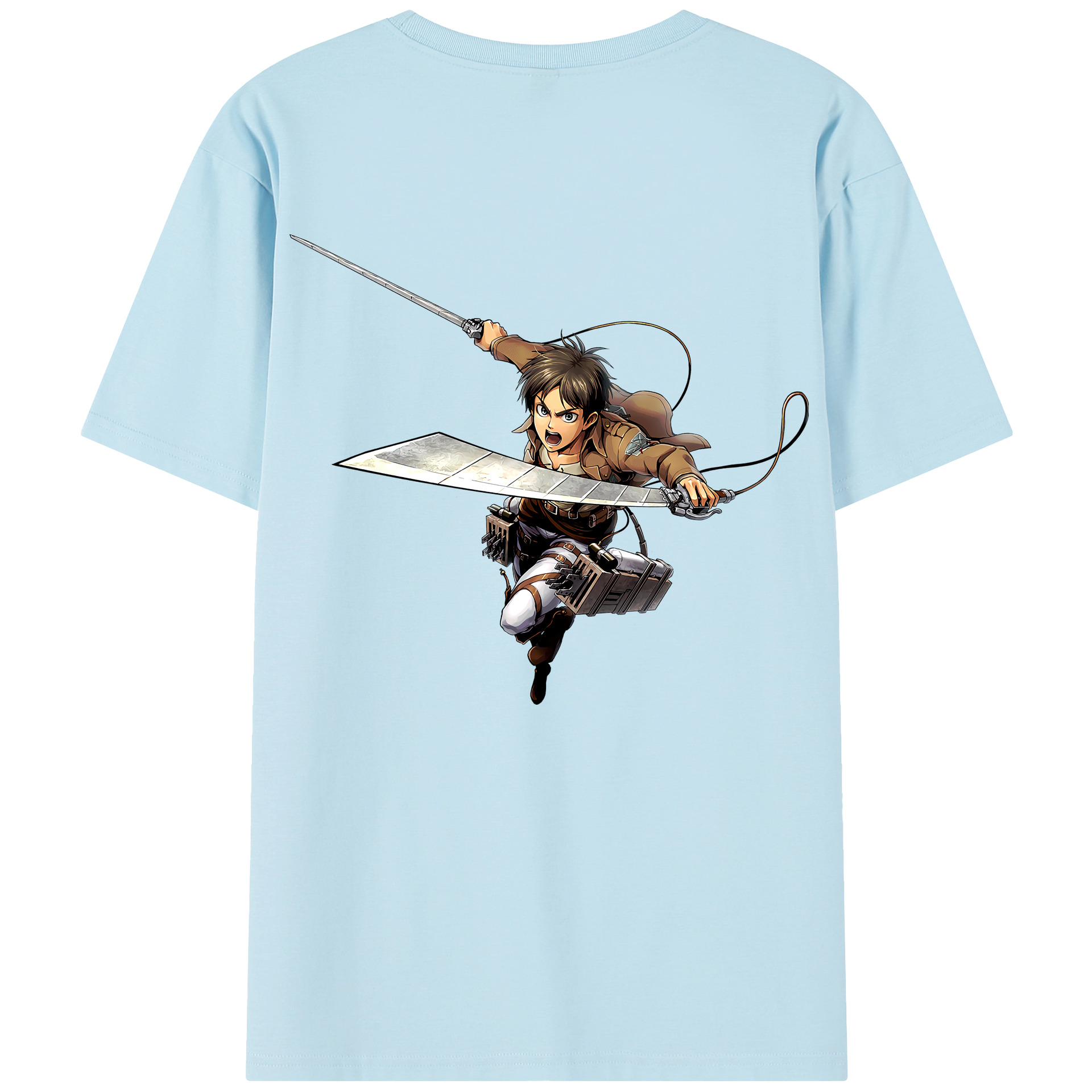 （画像用） 進撃の巨人 エレン･イェーガー Attack on Titan Eren Jäger 綿100％半袖Tシャツ（背面プリント）